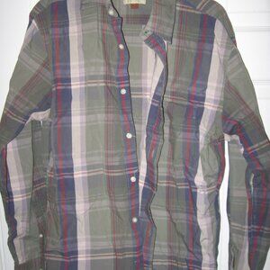 Sonoma Green Blue Red Plaid Button Front Shirt Men's Large